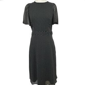 AnnTaylor Women Short Sleeve Holiday Cocktail Retro Midi Dress Black Size 0